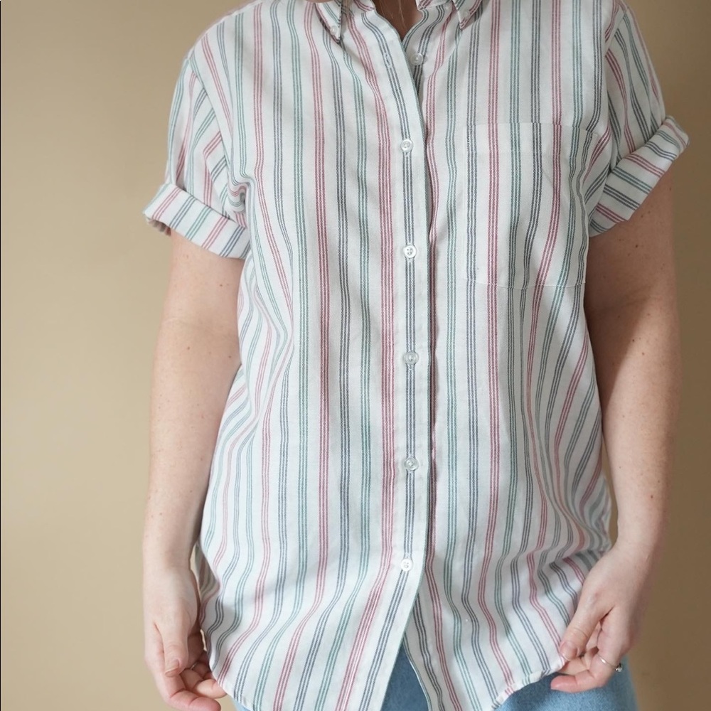 Vintage cabin creek striped button down shirt.